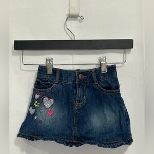 OshKosh B'gosh - Blue Denim Skirt with Heart and Star Embroidery